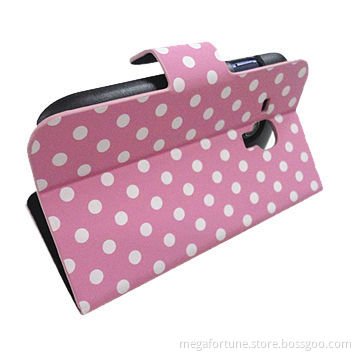 Polka Dots Stand Leather Mobile Phone Case for Samsung Galaxy S3 Mini/8190, OEM Orders Welcomed